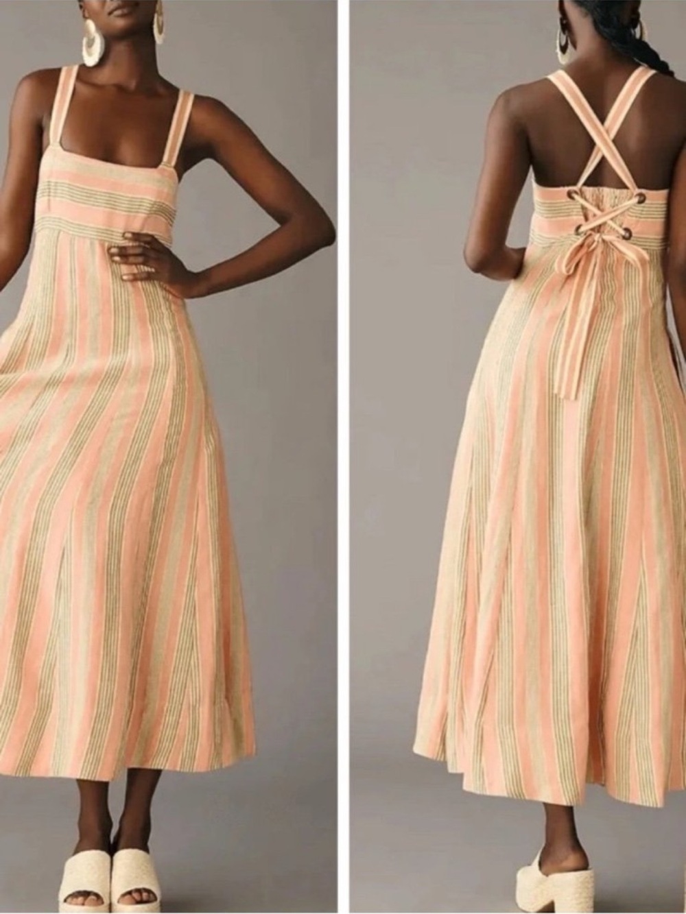 Maeve Anthropologie dress peach striped